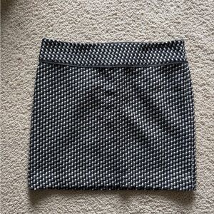 LOFT Petites Black and White Textured Mini Skirt Houndstooth Fully Lined